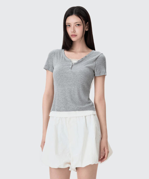 MIXXO MIXXO T-Shirt Button-up Layered