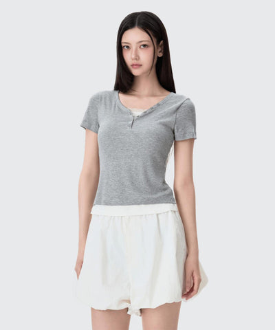 MIXXO T-Shirt Button-up Layered