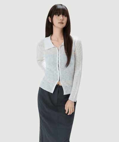 MIXXO Cardigan Open Collar Long Sleeve