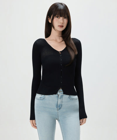 MIXXO Cardigan Ribbed Button Point