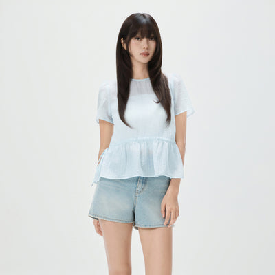 MIXXO Shirt Round Neck String Blouse