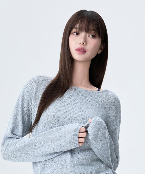 MIXXO MIXXO Boat Neck Wrap Button Knit Sweater