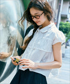 MIXXO MIXXO Shirt Round Collar Shirring