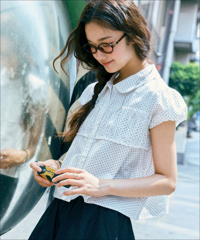 MIXXO Shirt Round Collar Shirring