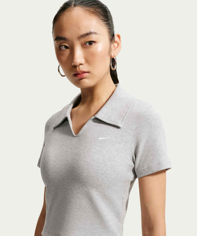 NIKE T-Shirt Sportswear Tight Crop Polo - Wolf Gray