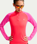NIKE NIKE T-Shirt Quarter Zip Long Sleeve - Light Crimson