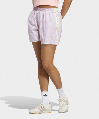 ADIDAS Striped Box Short Pants - White: Red: Semi-pink glow