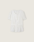 ROEM Round neck belted short sleeve blouse RMBLG37RT6