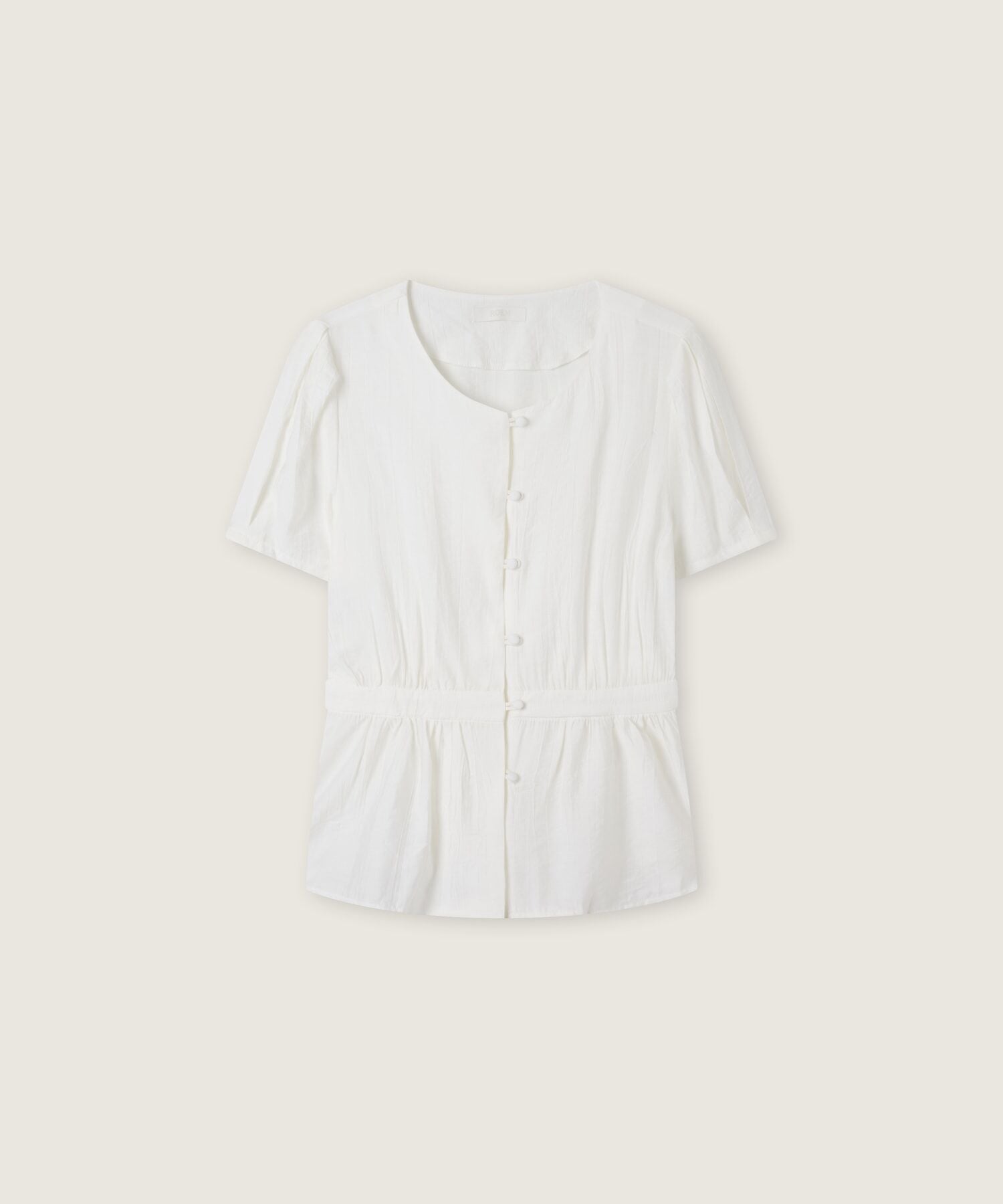 ROEM Round neck belted short sleeve blouse RMBLG37RT6