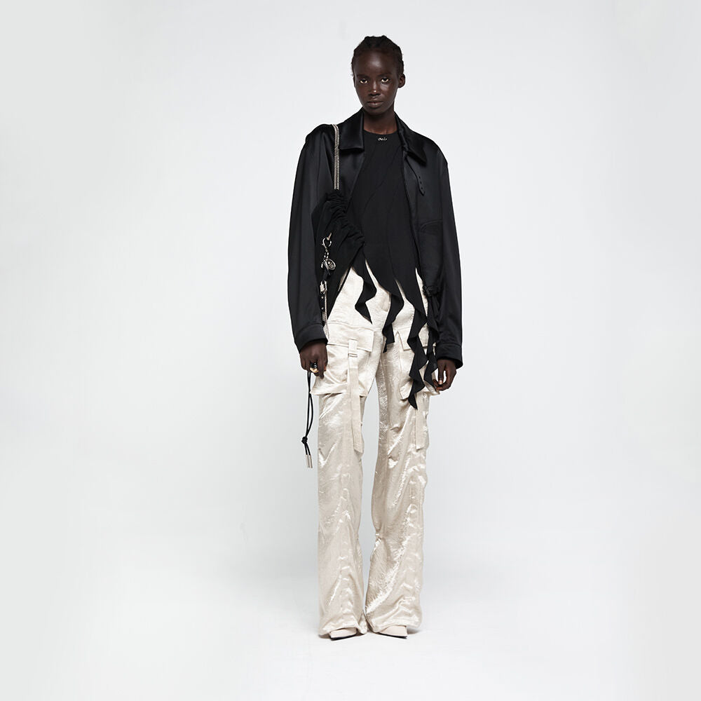 YCH SATIN CARGO PANTS BEIGE (R25PT5041BE)
