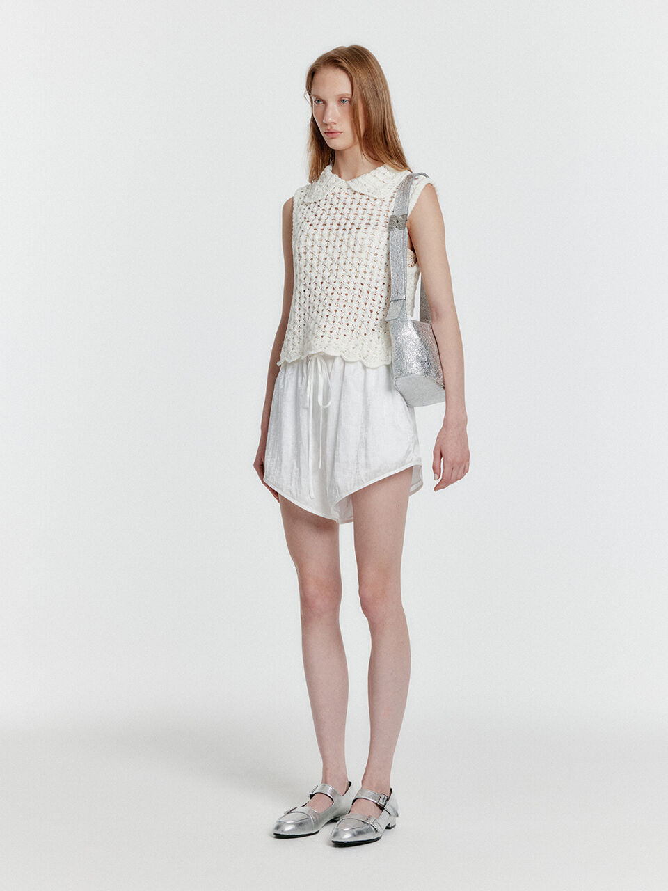 EENK [Wearing Eyelet Minju] YELT Cable Knit Collared Top - Ivory