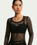 NIKE NIKE Sportswear Slim Long Sleeve Sheer Top - Black:White
