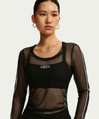 NIKE NIKE Sportswear Slim Long Sleeve Sheer Top - Black:White