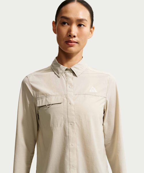 NIKE NIKE ACG Aeris Button-Up Long Sleeve Trail Running Top - Cream II