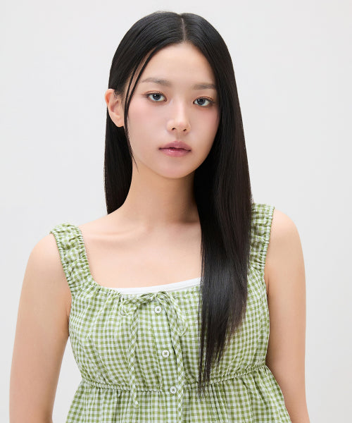 MIXXO MIXXO Ribbon Shirring Tank Top Blouse