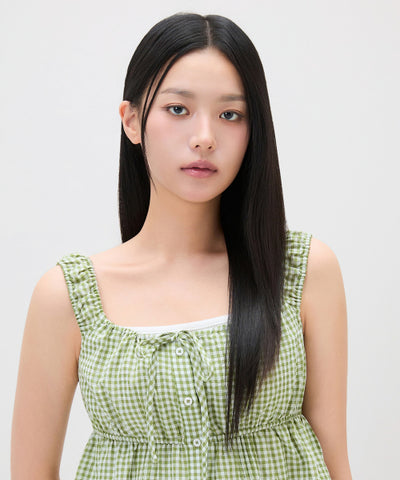 MIXXO Ribbon Shirring Tank Top Blouse