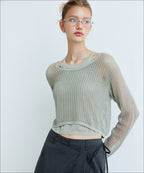 MIXXO MIXXO Knitwear Linen Layered Punching Knit C