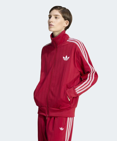 ADIDAS Pinstripe Firebird Loose Track Top - Red:White:Red