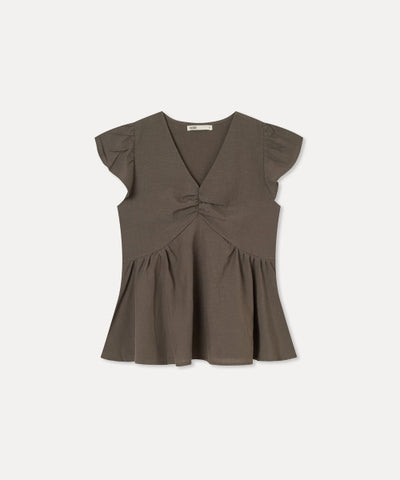 MIXXO V-neck Shirring Blouse - Size C