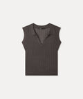 MIXXO MIXXO Open Collar Ribbed Knit Tank Top
