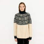 EENK EENK VIBBLE Paneled Lettering Jacquard Pullover - Beige/Black