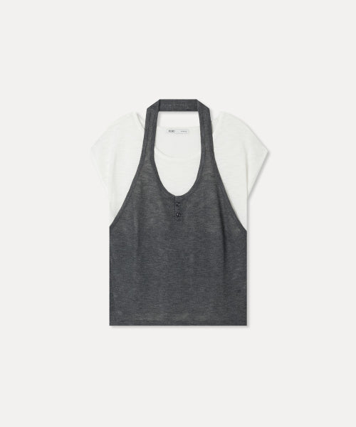 MIXXO MIXXO Halterneck Layered Cap Sleeve Knitwear