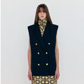 EENK EENK WINSTON Oversized Double-Breasted Vest with Scarf - Navy