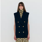 EENK EENK WINSTON Oversized Double-Breasted Vest with Scarf - Navy