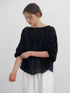 MOMET Milo Yoru Shirring Blouse Black