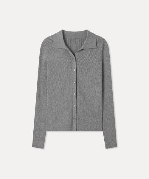 MIXXO MIXXO Cardigan Collar Neck Ribbed
