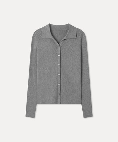 MIXXO Cardigan Collar Neck Ribbed