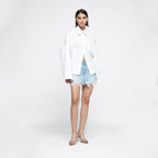 YCH LACE PATCH DENIM SKIRT BLUE (R25DB8091BL)
