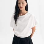 MAGJAY Drape semi-high neck t-shirt - white
