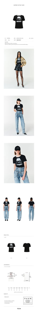YCH CONTRAST COTTON T-SHIRT BLACK (F23TO908BK)