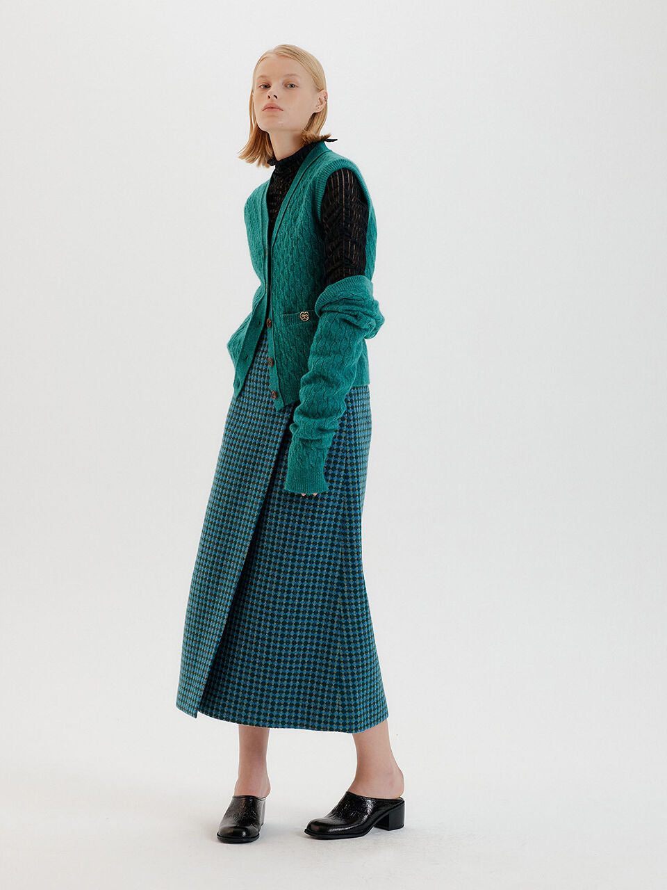 EENK EENK Knitwear Bolero & Vest Set - Green