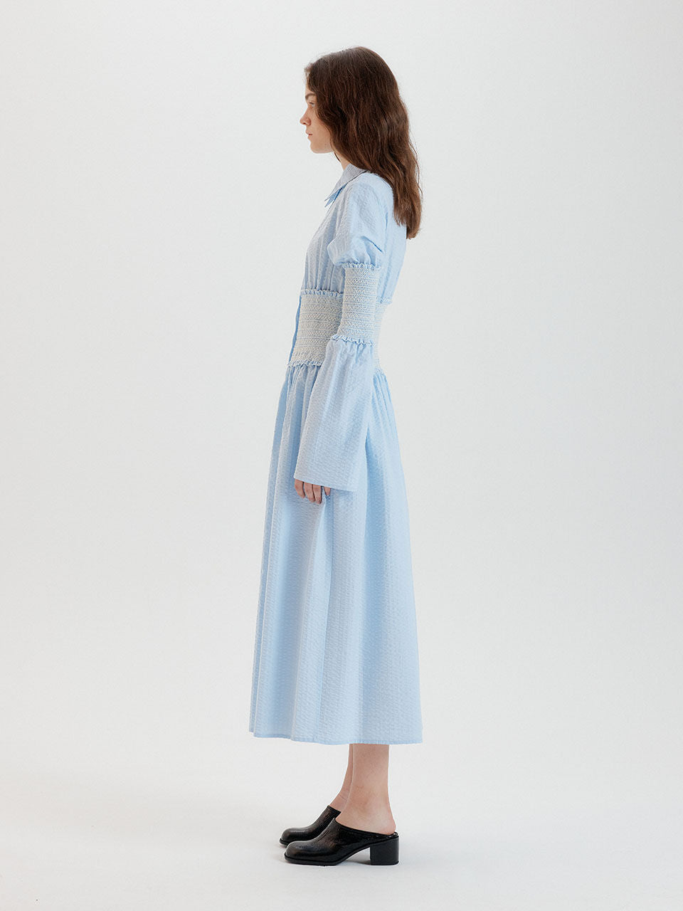 EENK EENK Tiara Smoking Shirt Dress - Sky Blue