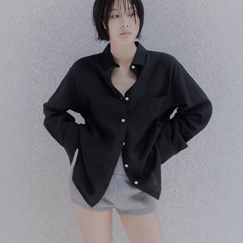 MEMUA Overline Tencel Linen Shirt (Black)