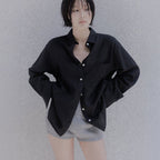 MEMUA Overline Tencel Linen Shirt (Black)