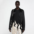 YCH FLOW RUFFLE LONG-SLEEVED T-SHIRT BLACK (R25TS11041BK)