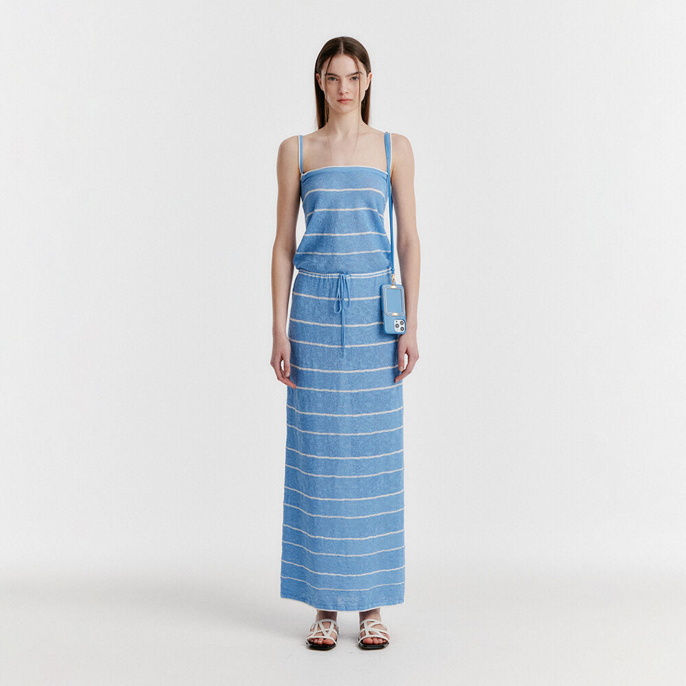 EENK YOZOO Jacquard Stripe Knit Dress - Sky Blue