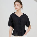 bibyseob Heart neck raglan blouse black [T52]