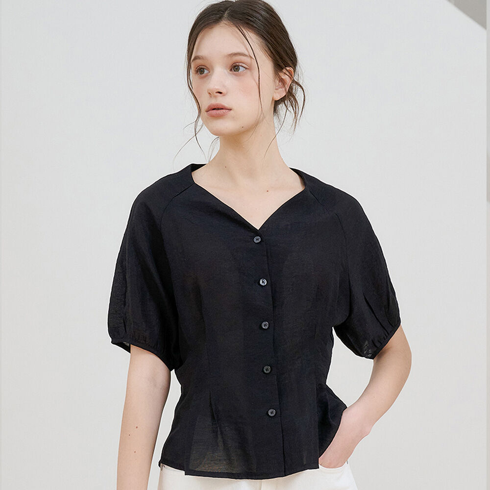 bibyseob Heart neck raglan blouse black [T52]