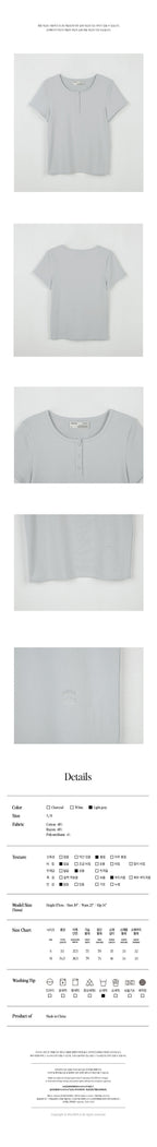rolarola NUBASIC HENLEY NECK T-SHIRT LIGHT GRAY