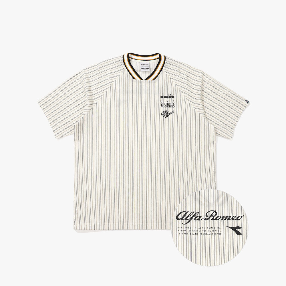 diadora Alfa Romeo Seersucker Short Sleeve T-Shirt IVORY