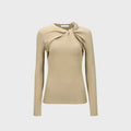 YCH TWIST FRONT KNIT TOP BEIGE (W23KT802BE)