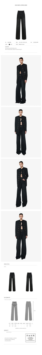 YCH HIGH-WAIST LAYERED JEANS BLACK (F24DB7081BK)