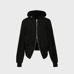 YCH TWO WAY ZIP HOODED JACKET BLACK (W23OT013BK)