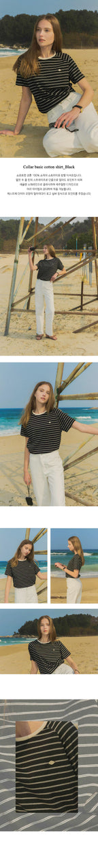 TILLIDIE Stripe cotton t-shirt TISU02TS02_black