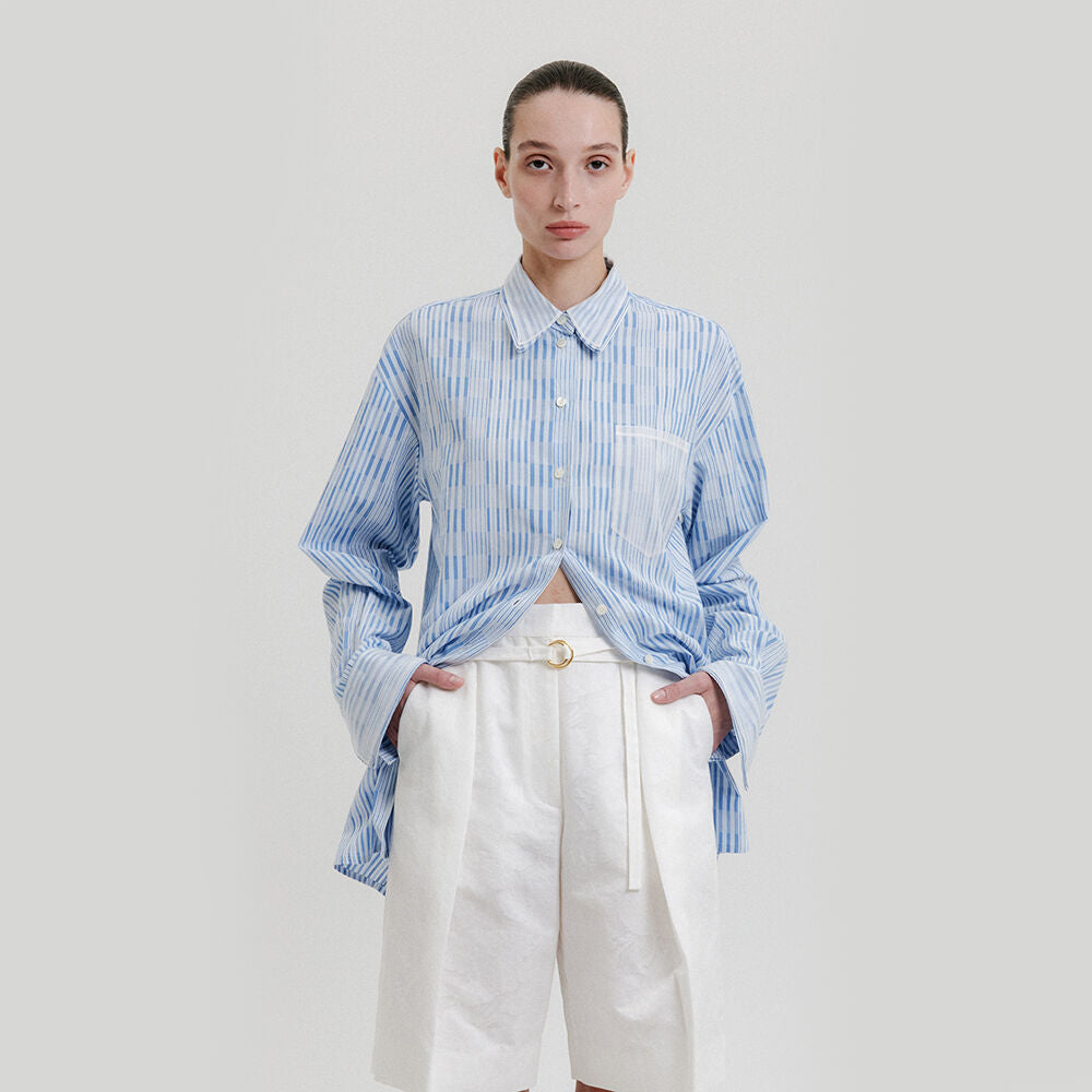 EENK Organza Layerd Shirt - Sky Blue