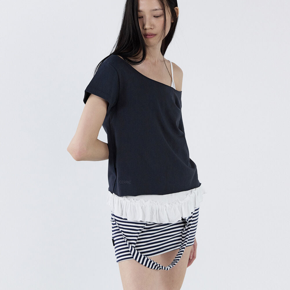 CERRIC Cr Off-Shoulder Top _ Navy